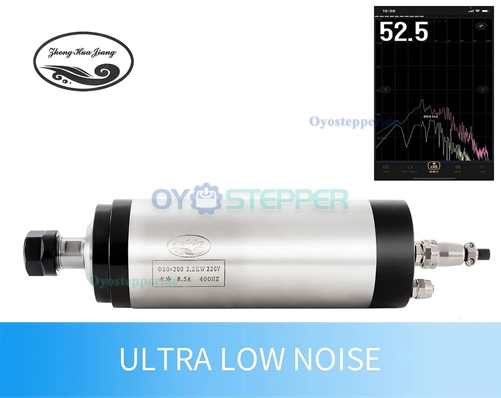 Wassergek&uuml;hltes CNC HF-Spindel-Set 2,2kW &Oslash;65mm ER11 mit Frequenzumrichter und K&uuml;hlwasserpumpe